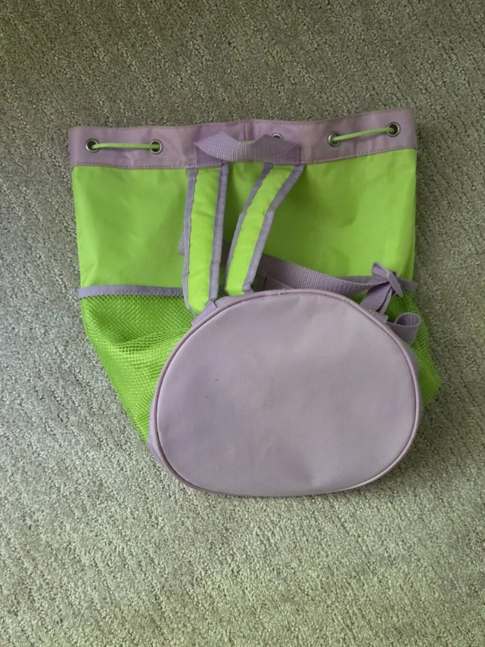 Lot Vintage Disney Fairy TINKER BELL Round Backpack and Beaded Handled Tin Box